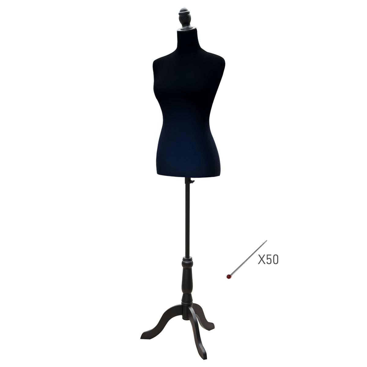 Manequim de Costura Feminino Manequim de Costura Ajustável a 130-168 cm com Tripé de Madeira para Fotografia de Moda Exposição de Roupas Preto - Madeira — foto 1
