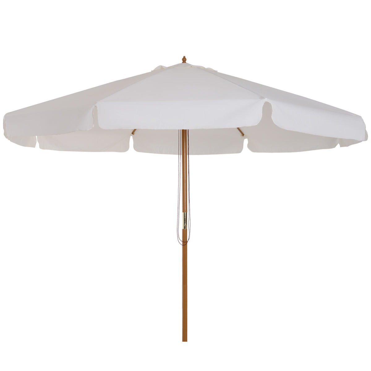 Chapéu de Sol de Jardim Ø325x250 cm Chapéu de Sol de Madeira com Sistema de Polea Teto com Ventilação e 8 Hastes de Bambú para Terraço Balcão Exterior Bege — foto 1