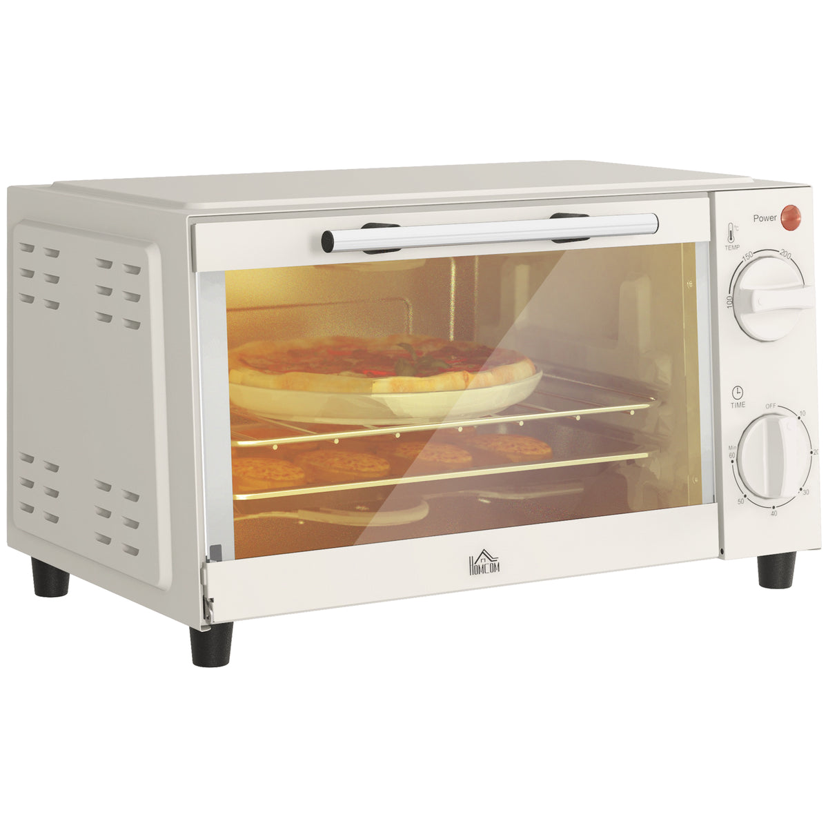 Mini Forno Elétrico 9L Forno Elétrico de Bancada 750W com Temperatura Ajustável até 230°C Temporizador 60 min e Bandeja para Assar Grelha 35x24,6x20 cm Creme — foto 1