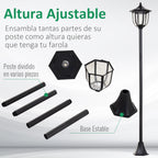 Candeeiro Solar com Painel Solar Candeeiro de Jardim com 6 LEDS Autonomia 6-8 horas Ø26x177 cm Preto — foto 4