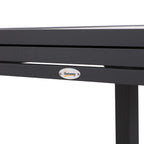 Mesa de Jardim Extensível Mesa de Jantar Retangular com Bancada de Vidro Temperado Carga 50 kg para Varanda Pátio Exterior 160x80x75 cm Preto — foto 8