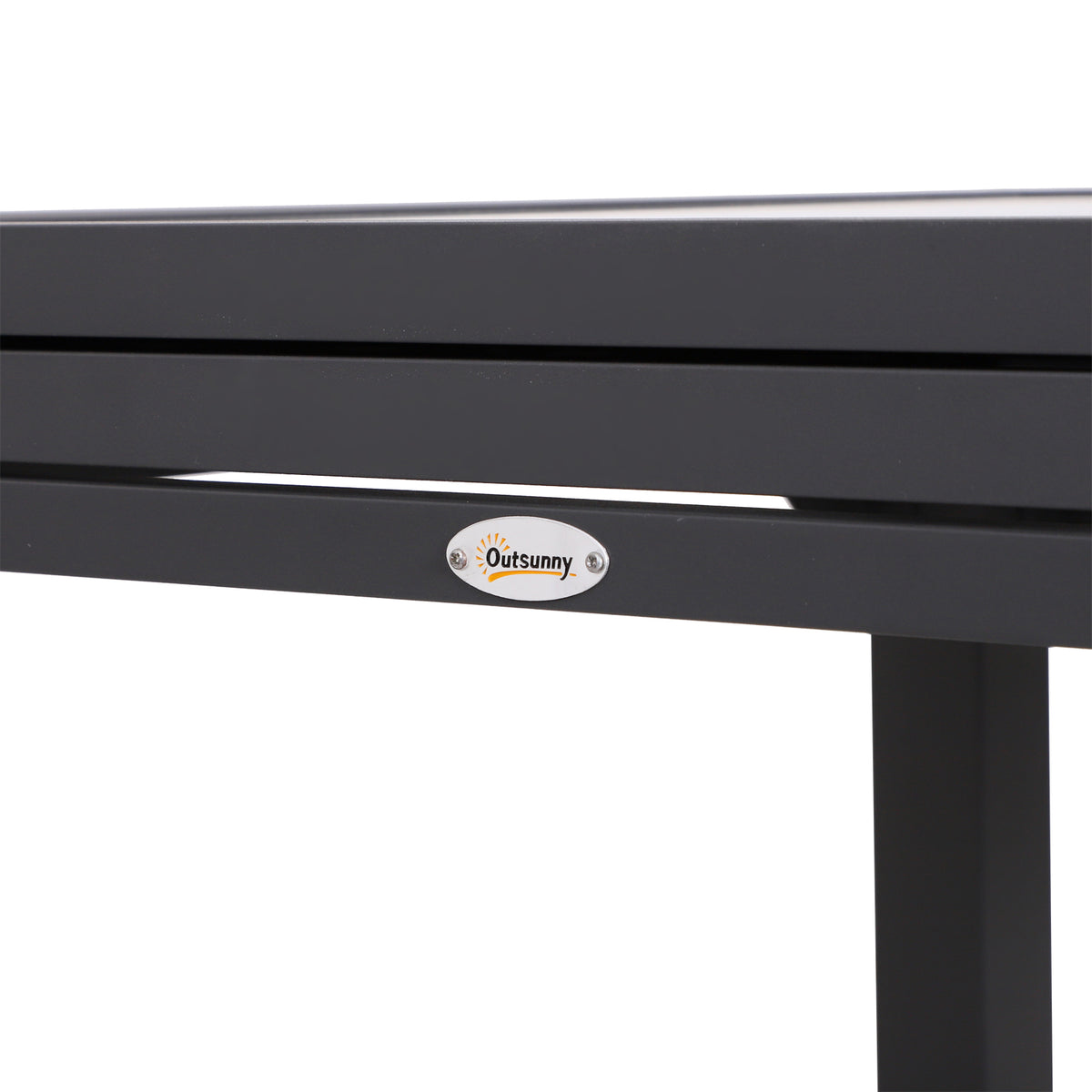 Mesa de Jardim Extensível Mesa de Jantar Retangular com Bancada de Vidro Temperado Carga 50 kg para Varanda Pátio Exterior 160x80x75 cm Preto — foto 8