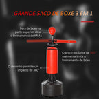 Punching Ball de Boxe com Altura Ajustável com Barra Giratória 360° e Base Preenchida Punching Ball para Boxe 88x48x155-205 cm Preto e Vermelho — foto 4
