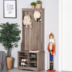 Móvel Cabide de Entrada com 3 Ganchos e 6 Compartimentos para Sapatos Armário de Entrada com Cabides 68,5x39,5x173cm Madeira — foto 2