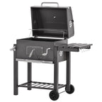 Barbecue a Carvão com Rodas Prateleira Lateral e Termômetro Barbecue a Carvão para Jardim Campismo Exterior 115x56x108cm Cinza — foto 1