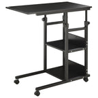 Mesa Lateral para Sofá Mesa lateral em Forma de C com 4 rodas Giratórias Freios Altura Ajustável 3 níveis Estrutura Metálica 80x40x72-82cm Preto — foto 1