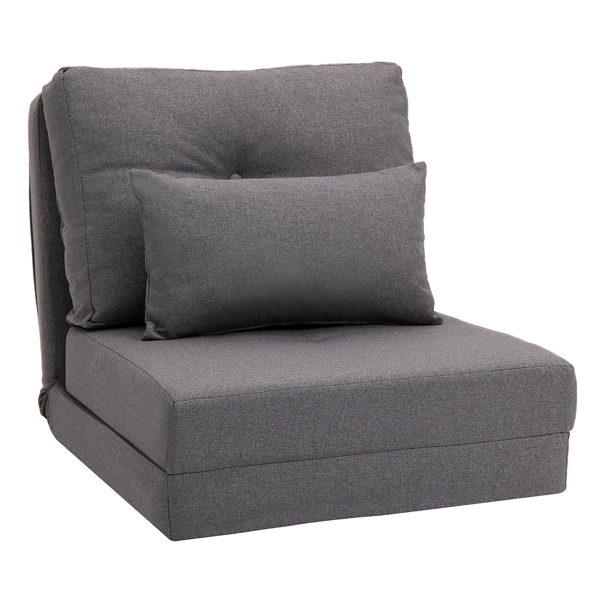 Poltrona de chão Colchão dobrável Esteira para dormir, design 2 em 1, almofada removível, 60 x 80 x 56 cm, Cinza escuro — foto 1
