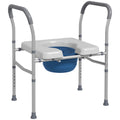 Cadeira Higiénica 4 em 1 Cadeira com Sanita de Alumínio Cadeira de Duche com Altura Ajustável e Almofadas Antiderrapantes Carga 136 kg para Pessoas com Deficiência Grávidas 64x53x70-82 cm Cinza — foto 1