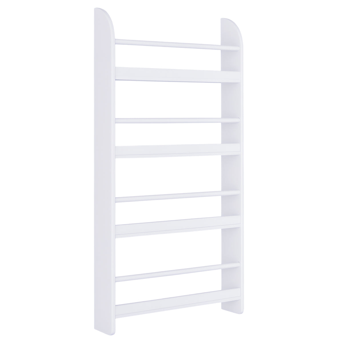 Estante de Parede para Livros com 4 Prateleiras Estante de Livros para Escritório Dormitório Entrada Carga Máxima 30 kg 56x12x113 cm Branco — foto 1