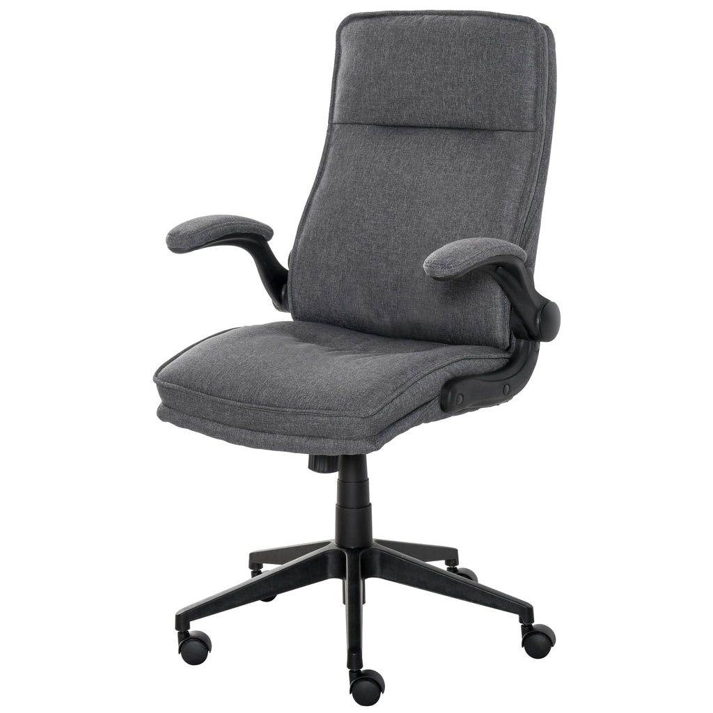 Cadeira de escritório ergonômica 360 ° giratória com função de inclinação Apoios de braço acolchoados e ajustáveis ​​em altura para casa e escritório 67x70x108-118 cm Cinza — foto 1