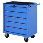 Carrinho de Ferramentas para Oficina com Rodas e 5 Gavetas Fechadura e Alça Lateral 67,5x33x77 cm Azul — foto 1