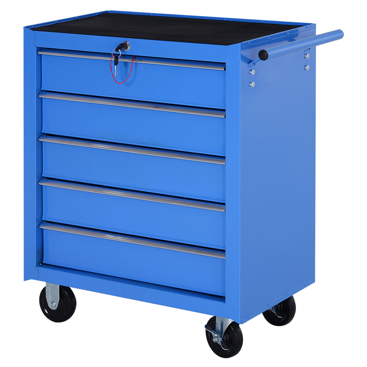 Carrinho de Ferramentas para Oficina com Rodas e 5 Gavetas Fechadura e Alça Lateral 67,5x33x77 cm Azul — foto 1
