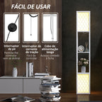 Candeeiro de Pé de Madeira Candeeiro de Pé com Estantes Lâmpada E27 Máx. 40W com Interruptor para Sala de Estar Dormitório Escritório 26x26x156 cm Branco — foto 6
