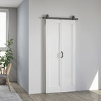 Porta de Correr com Acessórios Porta de Correr Dobrável com Acabamento Elegante Puxador Montagem Fácil para Casa de Banho Sala de Estar Cozinha 90x210 cm Branco — foto 2