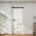 Porta de Correr com Acessórios Porta de Correr Dobrável com Acabamento Elegante Puxador Montagem Fácil para Casa de Banho Sala de Estar Cozinha 90x210 cm Branco — foto 4