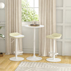 Mesa de Bar Redonda Mesa Alta de Cozinha Moderna com Bancada Pintada e Estrutura de Aço para 2 Pessoas para Casa Sala de Jantar Ø60x102 cm Branco — foto 2