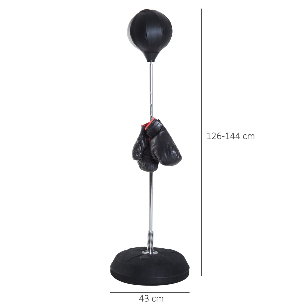 Saco de Boxe de Pé Punching Ball com Altura Ajustável em 4 Níveis 126-144 cm Base Preenchível e Luvas de Boxe para Adultos e Adolescentes Preto — foto 3
