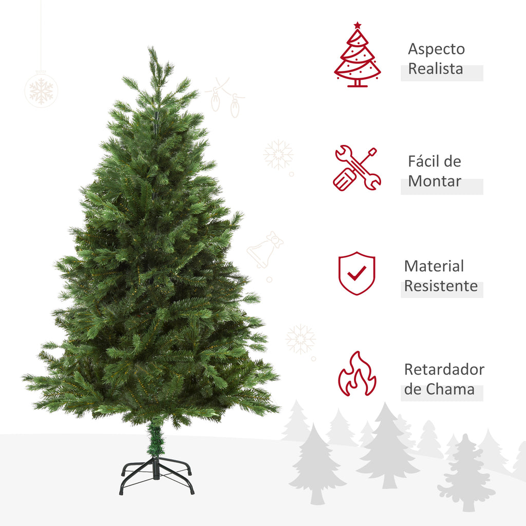 Árvore Artificial de Natal com Base Dobrável 696 Galhos PE Tridente e PVC Individual Árvore de Natal Decorativa Exterior Interior Ø90x180 Verde — foto 4