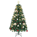 Árvore de Natal de 180 cm com Decorações 200 Luzes LED Branco Quente Árvore de Natal Decorada com 8 Modos de Iluminação 650 Ramos Suporte de Aço Decoração para Casa Festa Interior Verde — foto 1
