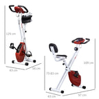 Bicicleta ergométrica profissional Formato X dobrável vertical com 8 níveis Banco de resistência magnética com altura ajustável Aço 43x97x109 cm Vermelho — foto 3