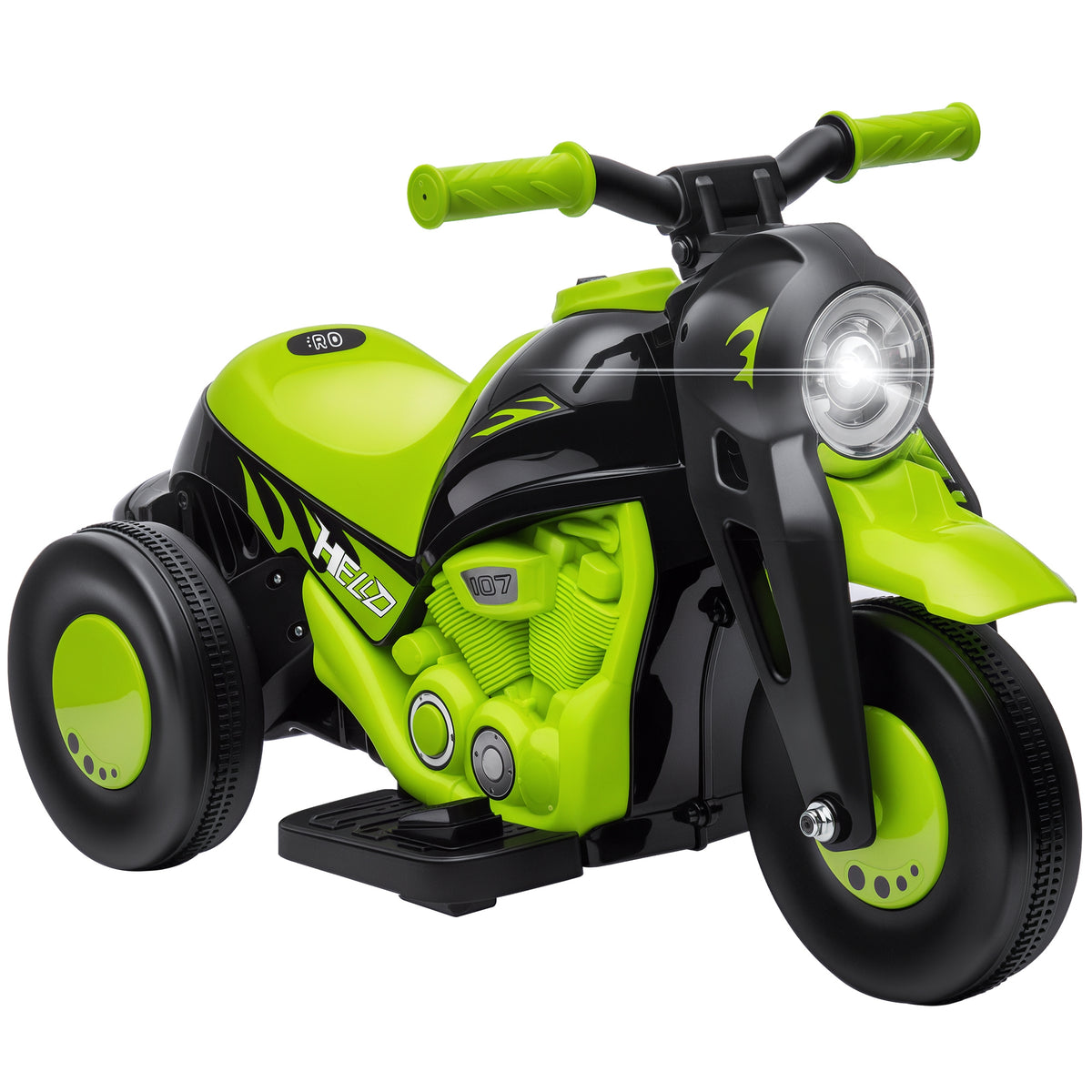 Mota Elétrica para Crianças Acima de 2 Anos Mota a Bateria para Crianças 6V com Função de Fazer Bolhas Farol Música Motocicleta para Crianças com Velocidade 3km/h Carga 30 kg Verde — foto 1