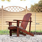 Cadeira Adirondack de Madeira Cadeira de Jardim com Apoio para os Braços Encosto Alto para Terraço Balcão Exterior 72,5x97x96cm Marrom — foto 3