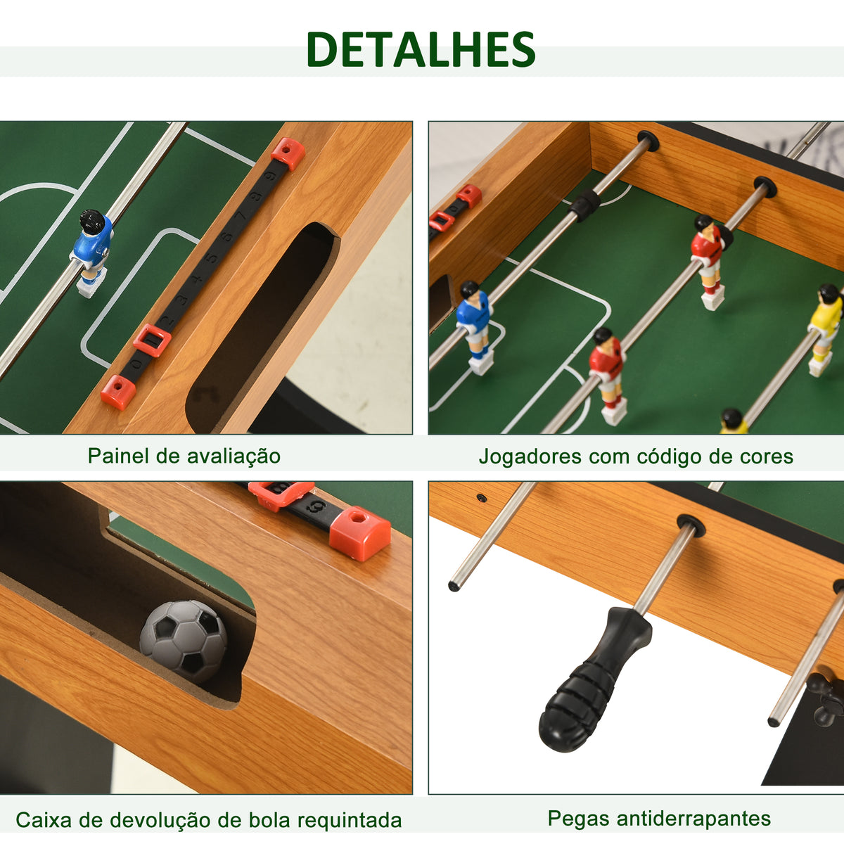 Mesa de Matraquilho Dobrável Matraquilho com 22 Jogadores e 2 Placares para Crianças e Adultos 98x42x62, cm Madeira e Preto — foto 4