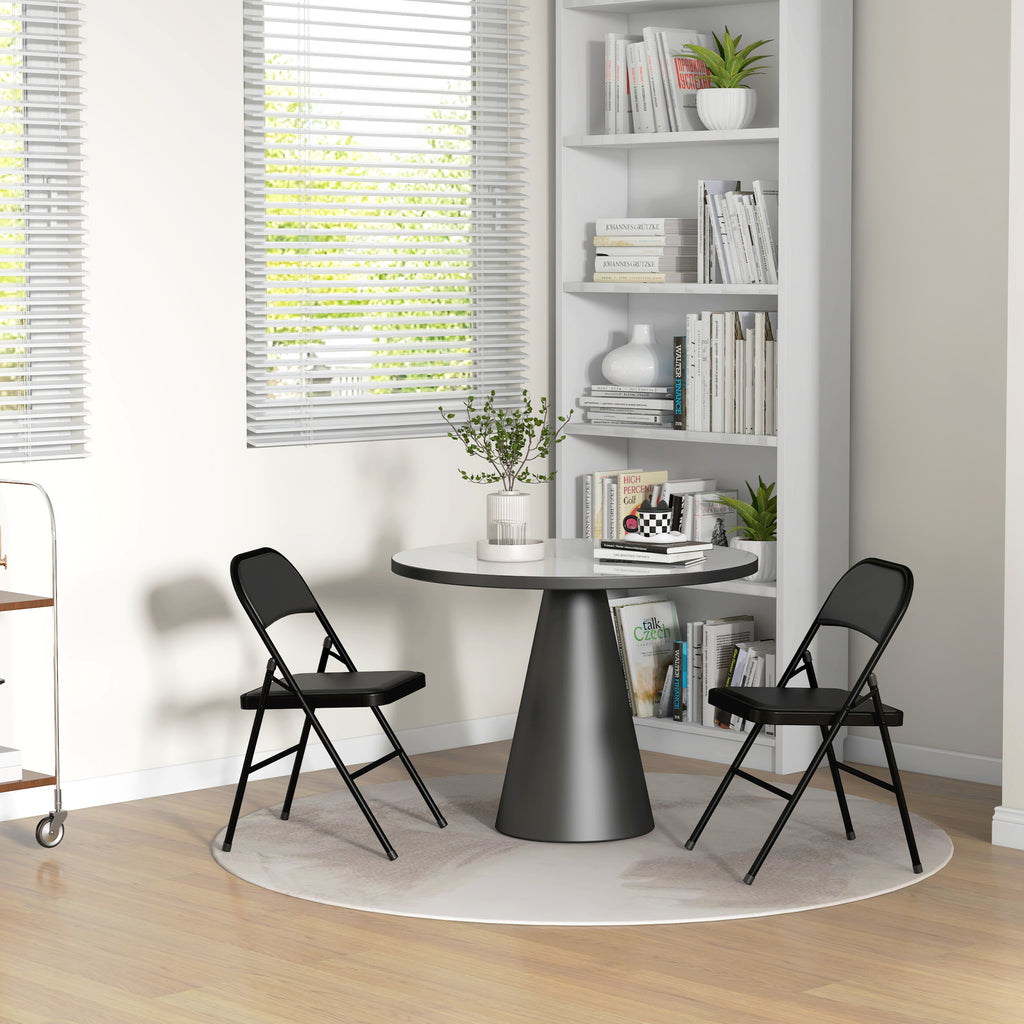 Conjunto de 2 Cadeiras Dobráveis Cadeiras Dobráveis com Encosto e Estrutura de Aço para Sala de Estar Escritório Estúdio 45x46x78 cm Preto — foto 8