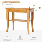 Banco para Casa de Banho de Bambu com Prateleira de Arrumação Banco de Banho Antiderrapante Impermeável e Resistente Banco de Duche para Casa Sala Quarto SPA 47,5x26x44,5 cm Madeira — foto 4