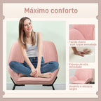 Poltrona Sala de Estar Moderna Poltrona de Leitura com Assento Largo e Acolchoado Estofada em Veludo Pés de Metal Poltrona para Dormitório 70x67,5x87 cm Rosa — foto 4