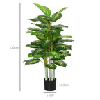 Planta Artificial de 120 cm com 53 Folhas Realistas e Vaso de Cimento Planta Sintética Decoração para Casa Escritório e Exterior Verde — foto 3