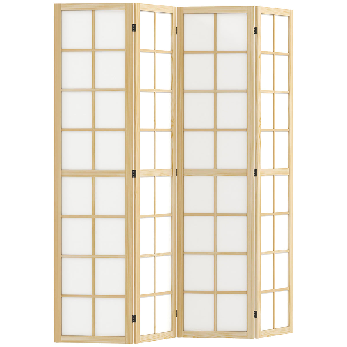 Biombo Dobrável de 4 Painéis Ecrã de Privacidade Separador de Ambientes de Interior para Sala de Estar Dormitório e Escritório 160x170 cm Madeira e Branco — foto 1