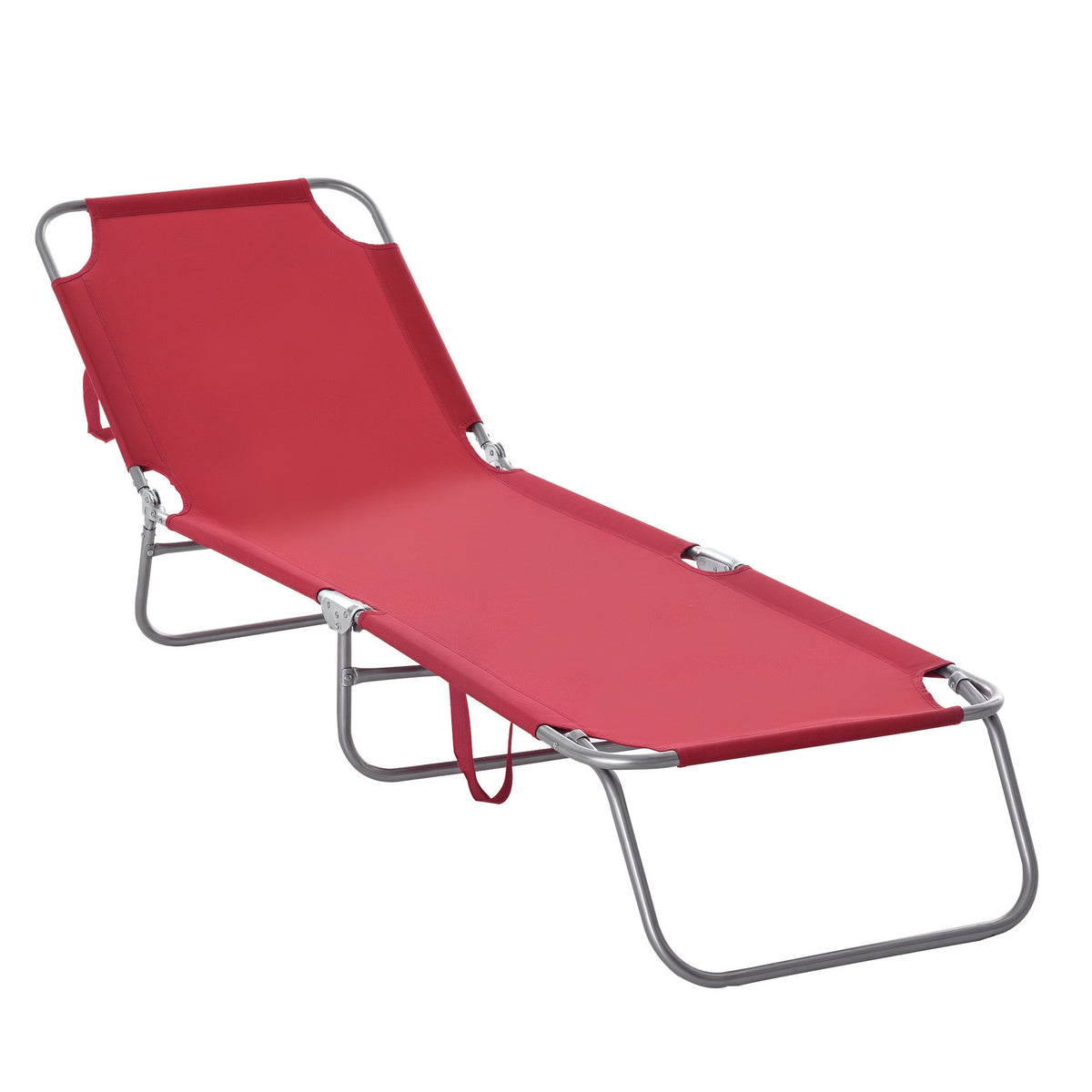 Espreguiçadeira Dobrável Espreguiçadeira de Jardim com Encosto Ajustável em 5 Posições Peso Máximo 120 kg para Terraço Piscina Praia 187x55x24 cm Vermelho — foto 1