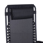 Conjunto de 1 Mesa e 2 Espreguiçadeiras Conjunto de Exterior Dobrável e Portátil para Jardim Praia Relaxante com Encosto Reclinável Textilene Aço Preto — foto 8