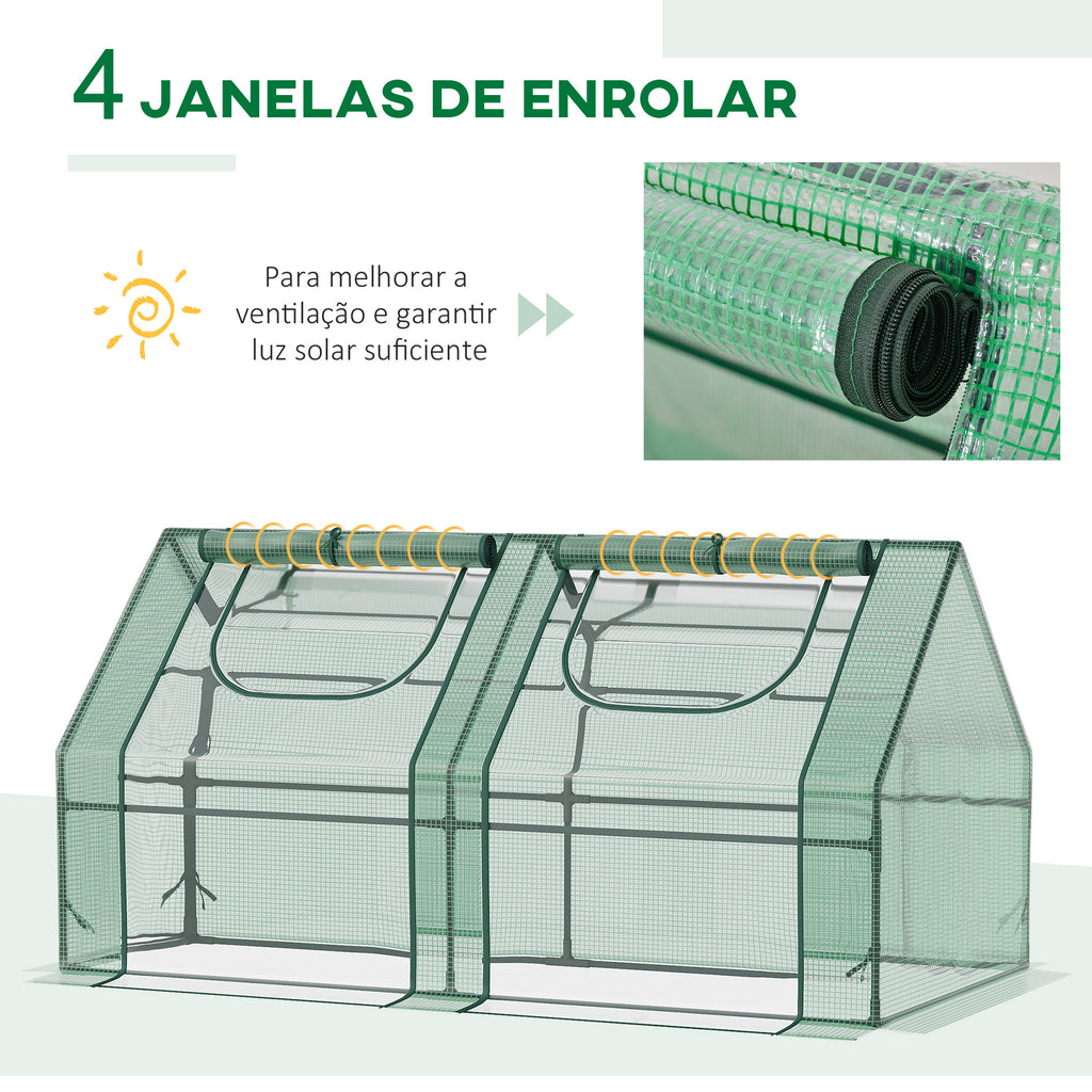 Estufa Pequena Estufa de Exterior com Proteção Dupla Janelas e Estrutura de Aço Estufa para Cultivos de Plantas e Flores 180x90x90 cm Verde — foto 6