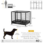 Gaiola de Metal para Cães com Rodas e Freios Bandeja Removível e Porta com Trava para Golden Retriver Labrador 109x76x87cm Preto — foto 3