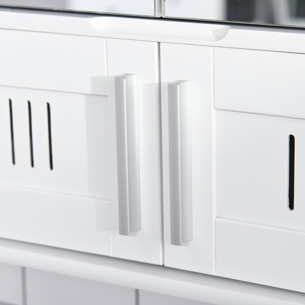 Armário de Casa de Banho com Espelho de Parede com 4 Portas Armário Suspenso com Grande Armazenamento com Prateleira Interior Estilo Moderno 55x17,5x60cm Branco — foto 7