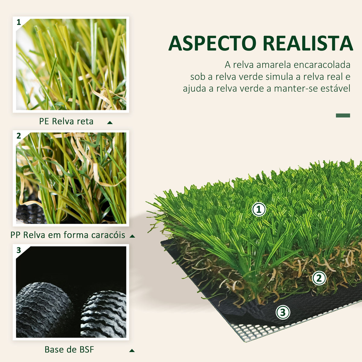 Relva Artificial 25 mm Rolo de Relva Artificial de 300x100 cm Realista com Orifícios de Drenagem para Varanda Jardim Pátio Verde — foto 6