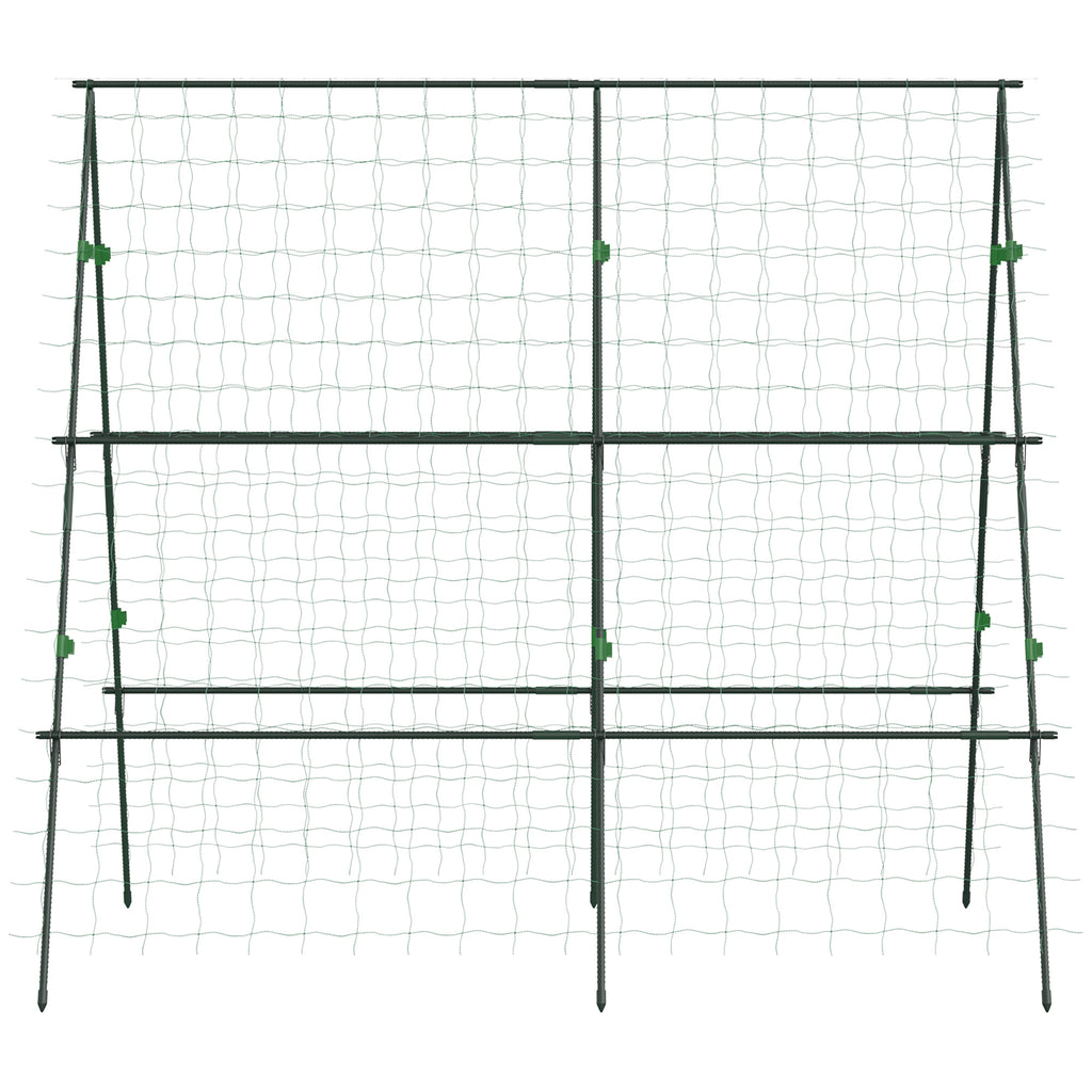 Treliça de Jardim Triangular Suporte para Plantas Trepadeiras com Estrutura em Aço para Frutas Legumes Flores e Decoração para Exterior Pátio Varanda 180x100x180 cm Verde — foto 8