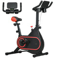 Bicicleta Estática com Ecrã LCD Assento e Guiador Ajustáveis Volante 4 kg e Porta Garrafa 93x48,5x102-112 cm Vermelho e Preto — foto 1