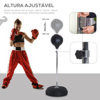 Saco de Boxe de Pé Punching Ball com Altura Ajustável em 4 Níveis 126-144 cm Base Preenchível e Luvas de Boxe para Adultos e Adolescentes Preto — foto 4