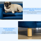 Sofá para Cães Pequenos Cama Elevada para Cães com Pés de Madeira Almofada Removível e Capa Lavável Carga 10 kg 86x55x33 cm Azul — foto 6