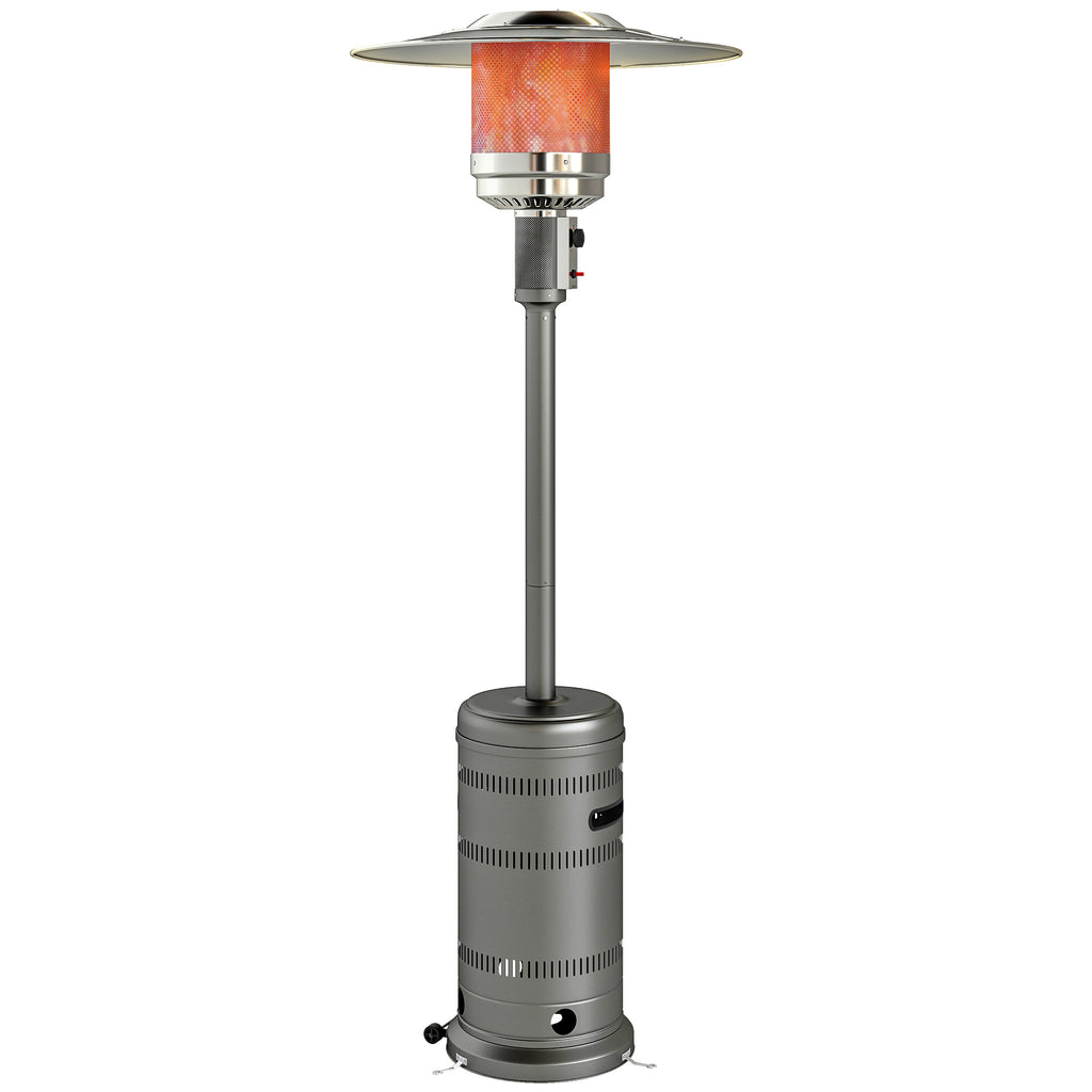 Aquecedor a Gás Butano 13 KW Aquecedor de Exterior a Gás Portátil com Temperatura Ajustável Proteção Contra Tombos Ignição Piezoelétrica e Rodas Adequado para Butano e Propano 82x82x222 cm Cinzento — foto 1