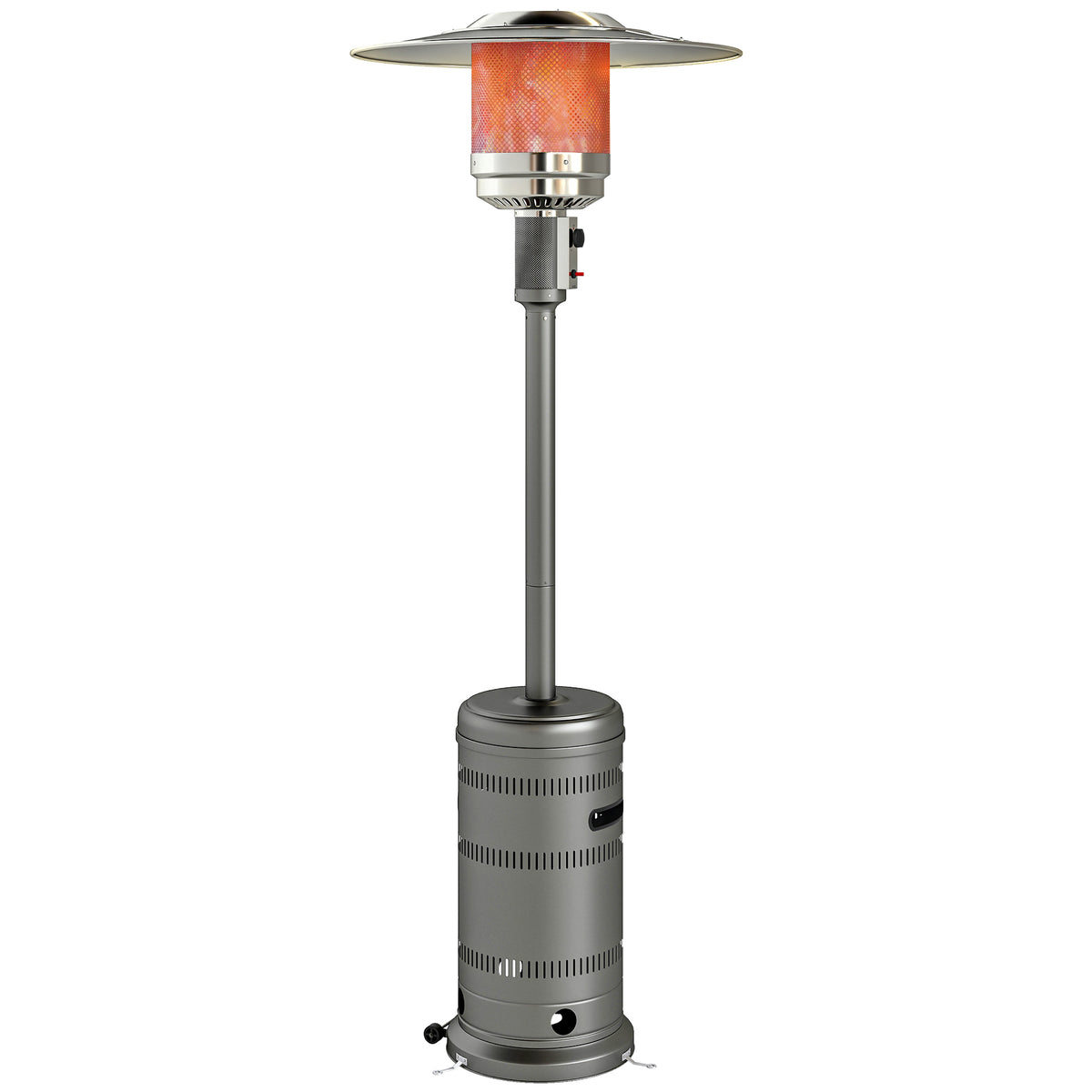 Aquecedor a Gás Butano 13 KW Aquecedor de Exterior a Gás Portátil com Temperatura Ajustável Proteção Contra Tombos Ignição Piezoelétrica e Rodas Adequado para Butano e Propano 82x82x222 cm Cinzento — foto 1