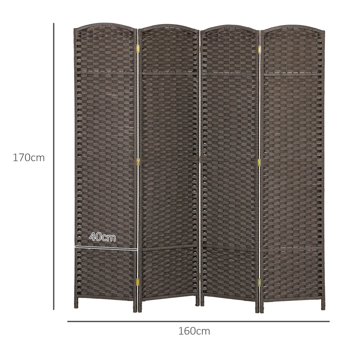 Biombo de 4 Painéis Separador de Ambientes Dobrável 160x170 cm Biombo Separador de Ambientes para Sala de Estar Dormitório Escritório Marrom — foto 3