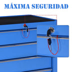 Carrinho de Ferramentas para Oficina com Rodas e 5 Gavetas Fechadura e Alça Lateral 67,5x33x77 cm Azul — foto 4