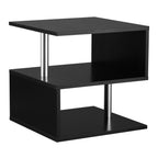 Mesa de Apoio de 3 Níveis Mesa Auxiliar Moderna com Forma de S Prateleiras Abertas e Estrutura de Metal para Sala Quarto 50x50x50 cm Preto Brilhante — foto 1
