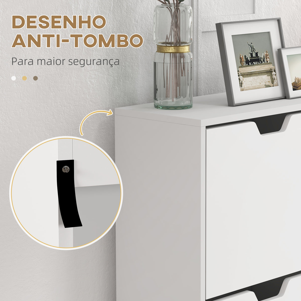 Sapateira com 4 Gavetas e Prateleiras Ajustáveis Móvel para Sapatos de Corredor para 16 Pares de Sapatos 95x26x95 cm Branco — foto 7