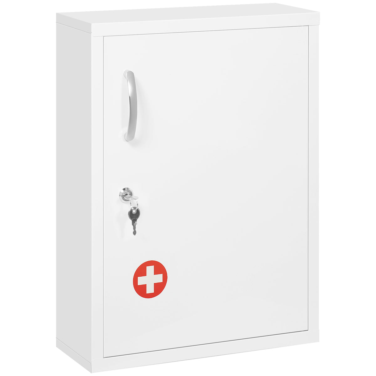 Armário de Parede de Aço para Medicamentos de 3 Níveis com Fechadura e 2 Chaves para Cozinha ou Casa de Banho 40x15x53,5 cm Branco — foto 1