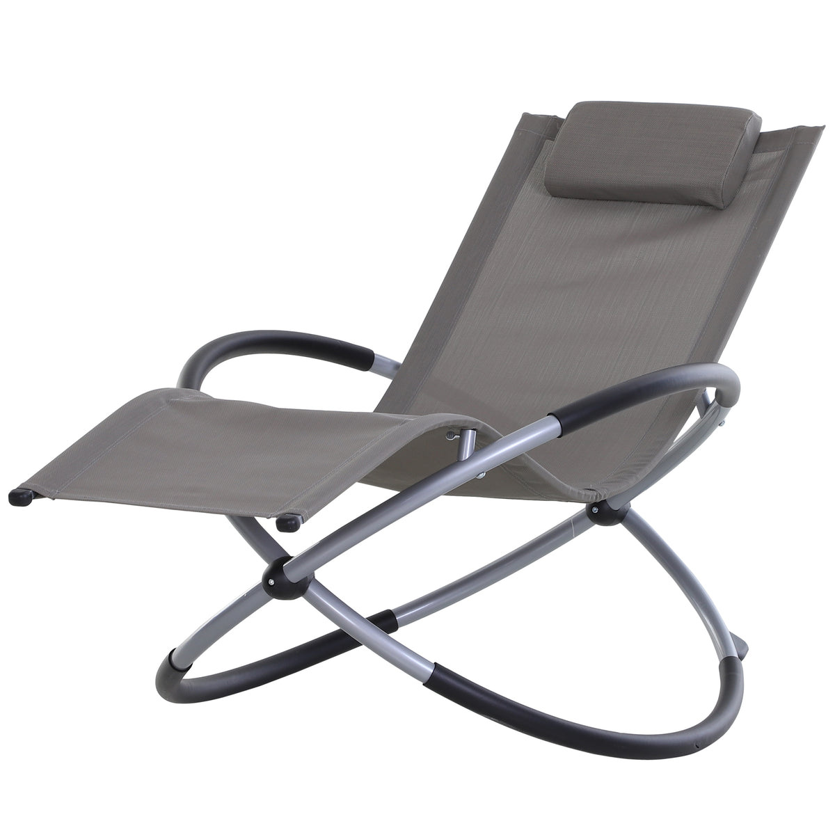 Espreguiçadeira de Jardim com Apoio para a Cabeça Amovível Espreguiçadeira Ergonómica de Exterior com Tecido de Textilene para Pátio Piscina Ar Livre 154x80x84 cm Cinza — foto 1